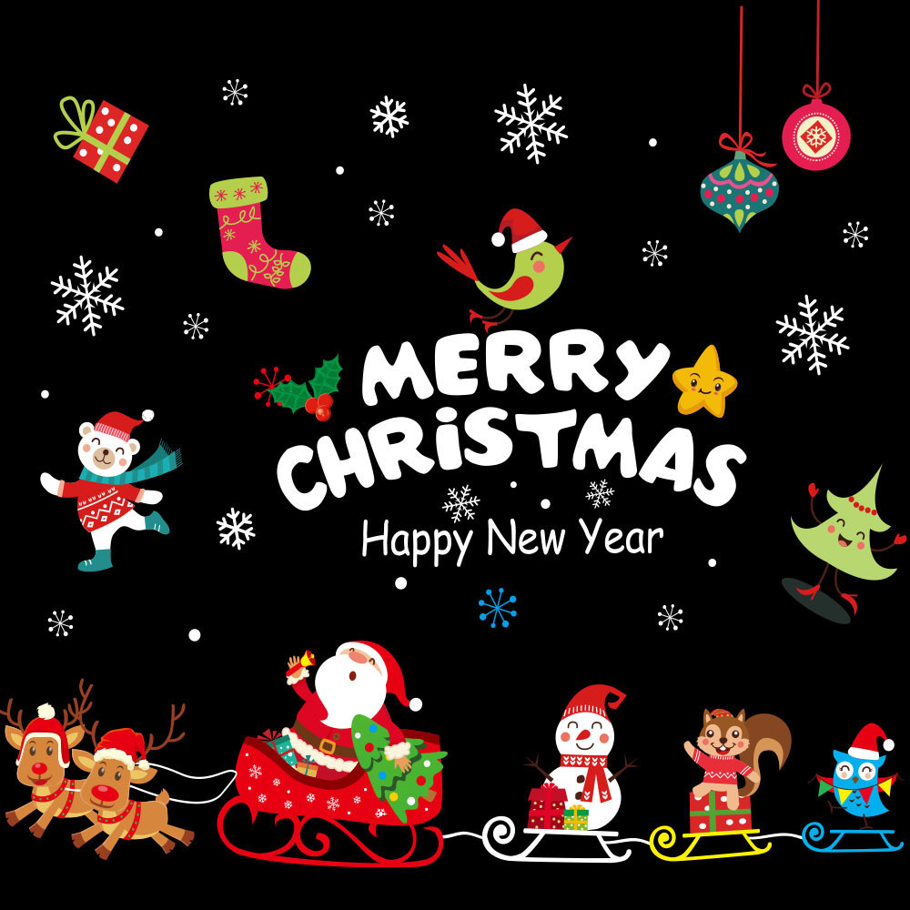 Decoraciones navideñas Pegatinas para ventanas Pegatinas de vidrio Decoración de la escena del hotel Pegatinas electrostáticas sin costuras Pegatinas electrostáticas navideñas