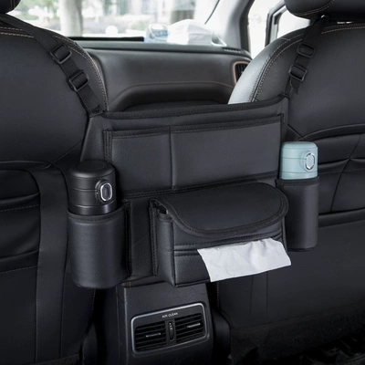 Car storage bag/box Car Seat Storage Net Pocket - h706-seat-room-classic-litchi-pattern-a-pure-black