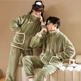 新款珊瑚绒睡衣女秋冬季加厚保暖可爱法兰绒家居服公主风套装