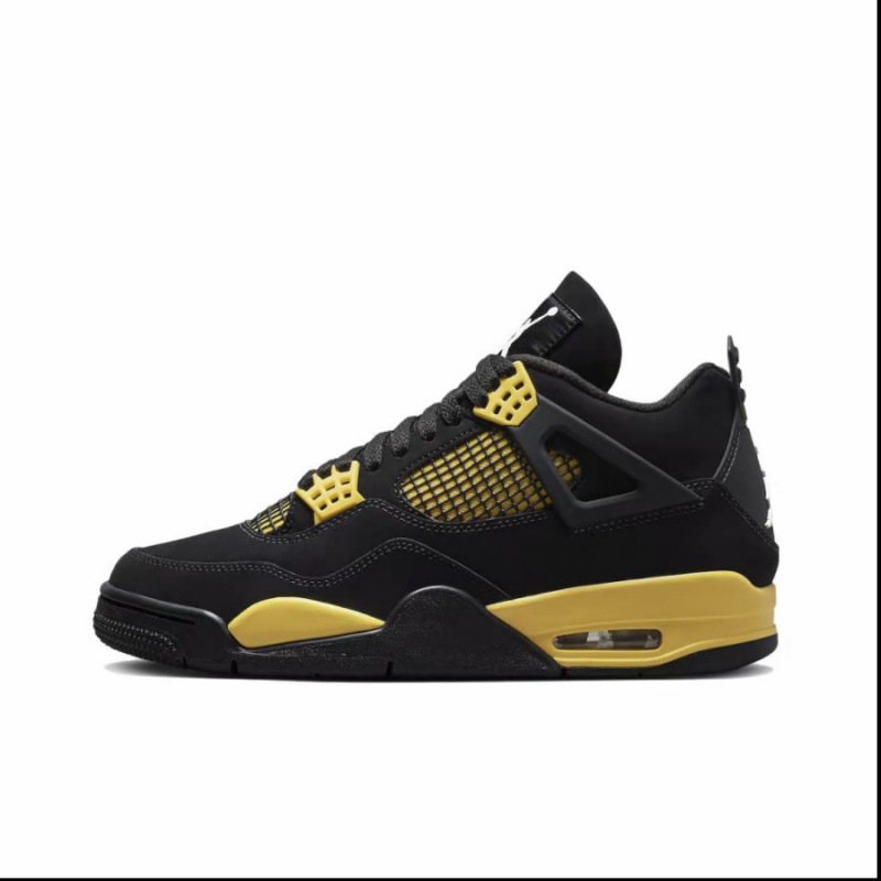 Zapatos de baloncesto de cuero de vaca original puros Pitian AJ4 zapatos antiderrapante retro zapatos de cuero de cabeza zapatos de hombre y mujer