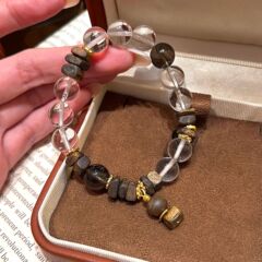 工厂直销天然白水晶手串S925银配奇楠沉香茶晶轻奢小众时尚手链SM