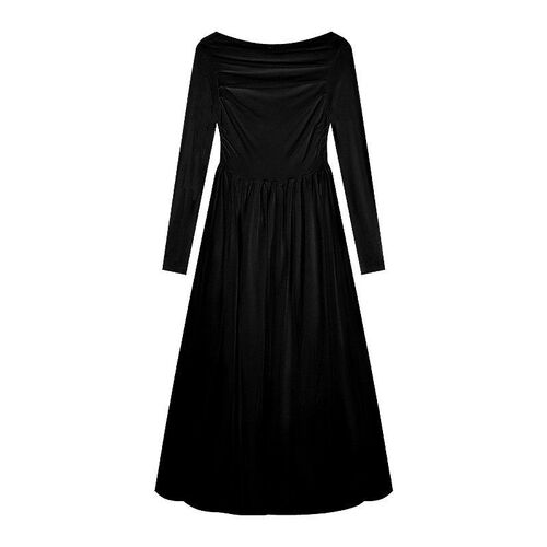 French one-shouldered white knitted long-sleeved dress for women in autumn, high-end waist, off-shoulder base dress