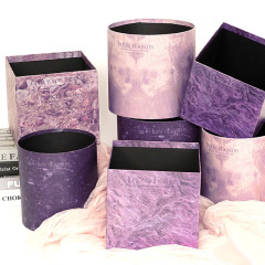 High-end Starry Flower Box Fresh Rose Bouquet Marble Flower Vase Square Set of Two Round Hug Bucket Wholesale