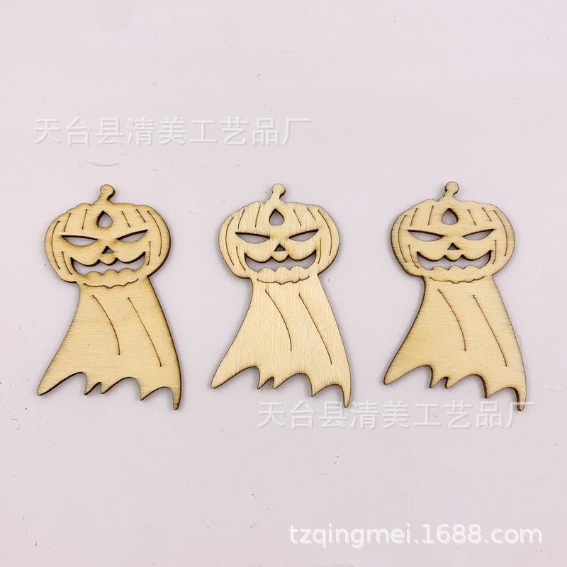 Halloween Calabaza Pieza de madera Hogar creativo Madera Natural Fiesta Artesanía Decoración Artesanía 20 piezas/paquete