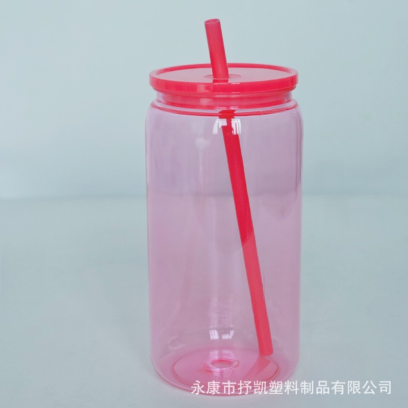 国境を越えて人気の高い大容量PC素材16オンスプラスチックストローカップ、単層半透明カラーメイソンジャー、ロゴ入り|undefined