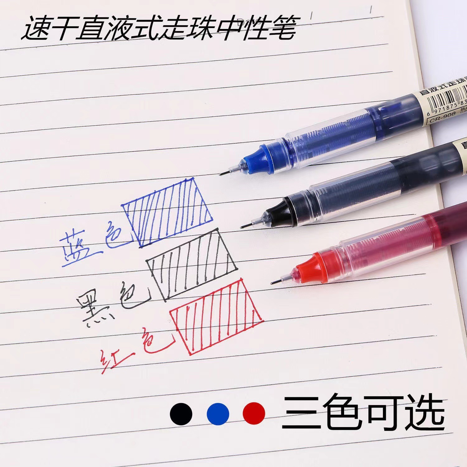 Bolígrafo de uso directo de secado rápido, bolígrafo de góner negro rojo de 0,5mm personalizado, bolígrafo de oficina, bolígrafo de firma, papelería al por mayor