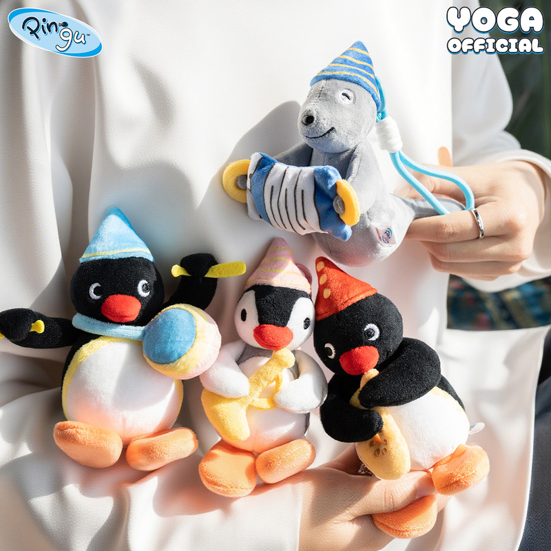 Authentic Pingu Penguin Family Doll Snow Orchestra Series Pendant Keychain Plush Small Toy Gift Cute