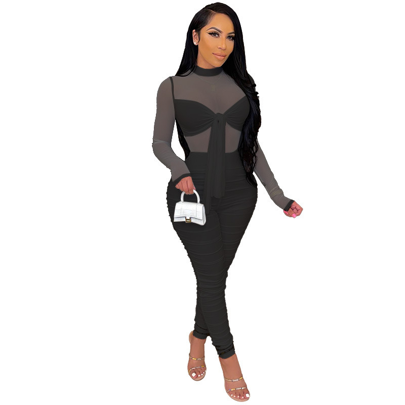 Polyester Fabric Type Mid Waist Waist Line Women's Holiday Bodysuits Vacation Solid Color Full Length Jumpsuits