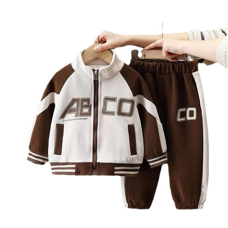 Small and medium-sized sports set, autumn handsome children's Korean version jacket, wearing baseball jersey_voghion.com