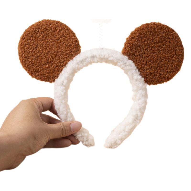 Nuevo estilo coreano orejas redondas pequeñas flores de dibujos animados lindos Mickey pequeñas flores de orejas de cabello para lavar la cara en stock