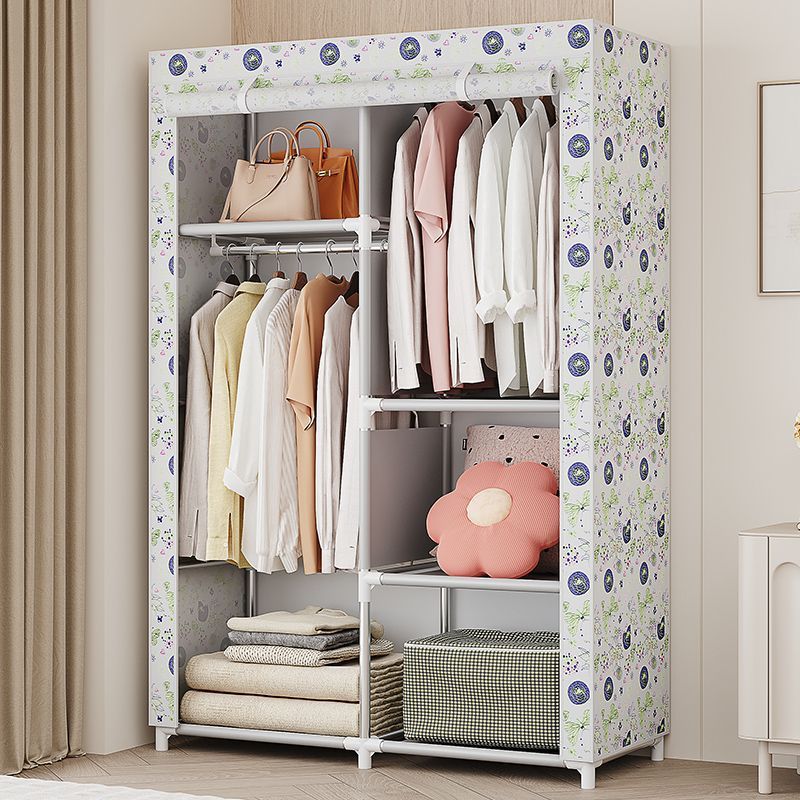 Simple Cloth Wardrobe for Home Bedroom Rental Room, Sturdy and Durable Assembled Wardrobe Floor-Standing Clothes Hanger