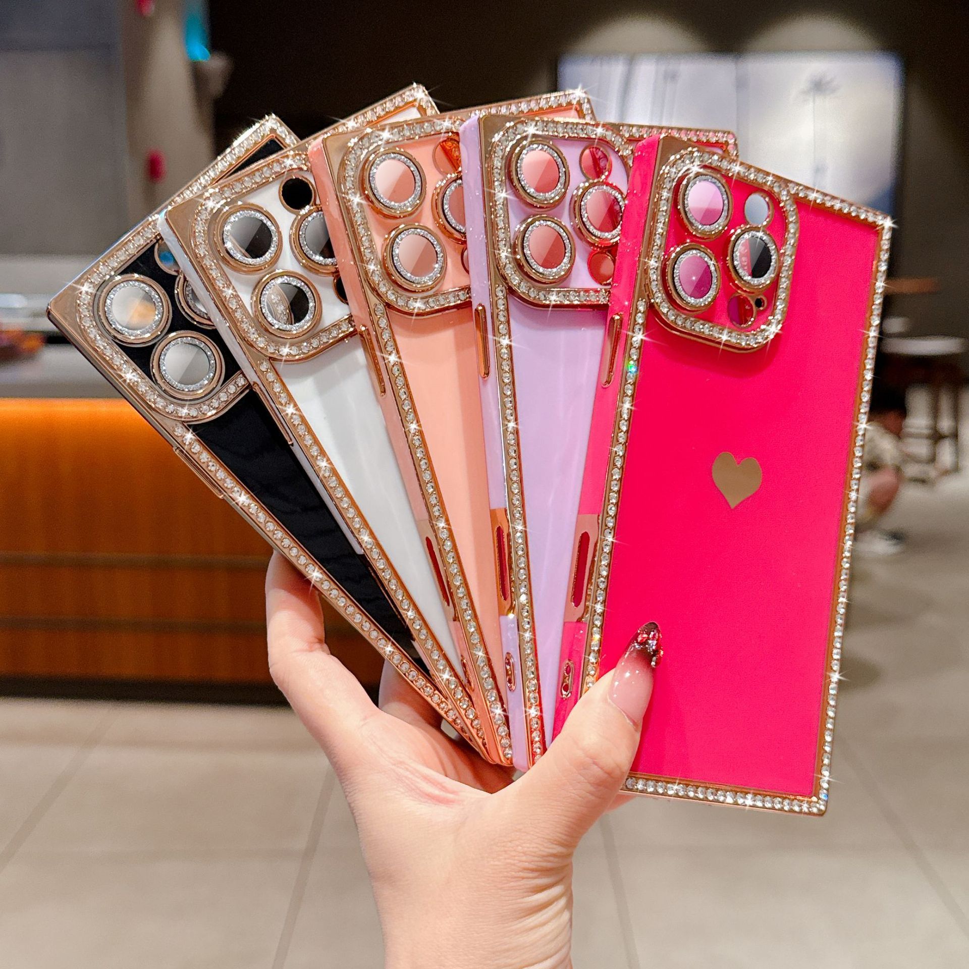 Suitable For IPhone 17 Electroplated Creative Border Phone 16 Full Cover With Glitter Mirror Film, 14 Anti-drop_voghion.com