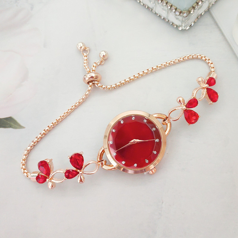 Korean Style Floral Telescopic Rope Quartz Women's Watches display picture 3