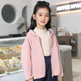 儿童外套春秋款男女孩奥粒绒秋装上衣宝宝衣服抗静电2026新款连帽