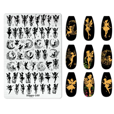 Art Stamping Plate Kt Cat Dırnaq bəzəkləri - happy-100-with-back-plate