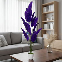 跨境仿真假花室内盆景芭蕉树旅人蕉盆栽树绿植天堂鸟紫罗兰植物