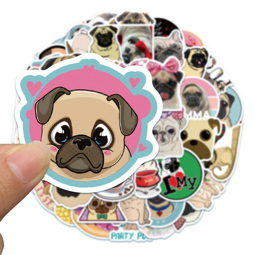 50 cute animal pug doodle stickers suitcase notebook children’s toy stickers