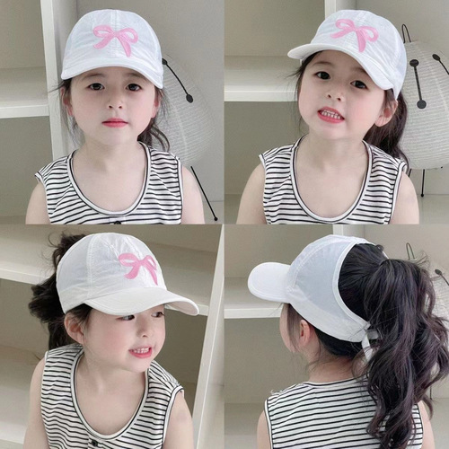 Children's Summer Hat Thin Quick-drying Duckbill Cap Half-top Can Tie Ponytail Sunshade Baseball Cap Baby Baseball Cap