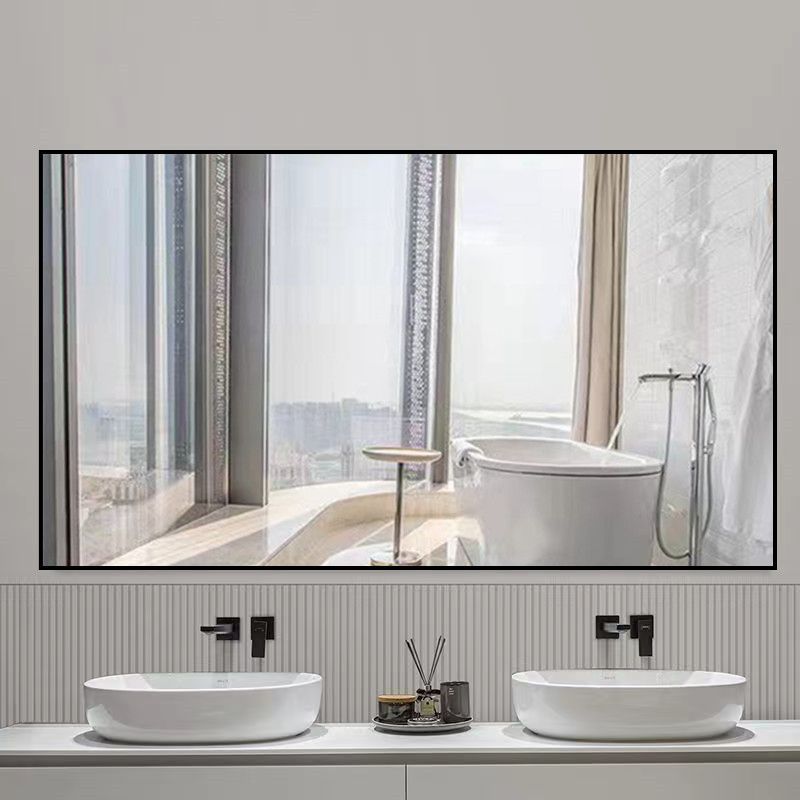 Bathroom Mirror Home Wall-Mounted Punch-Free Bathroom Mirror Barber Shop Dressing Table Bathroom Glass Makeup Mirror