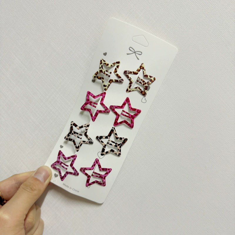 跨境网红ins fashion bag豹纹bb夹五角星斑马纹复古发夹外贸批发