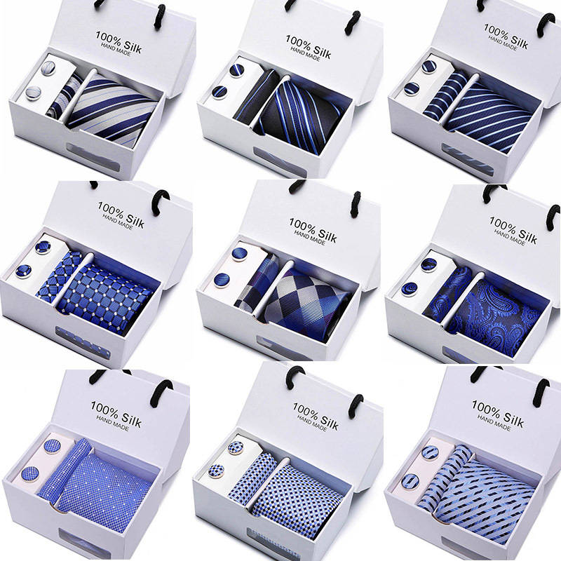 男士时尚领带多种花色现货礼盒5件套装团体领带 商务正装结婚领带