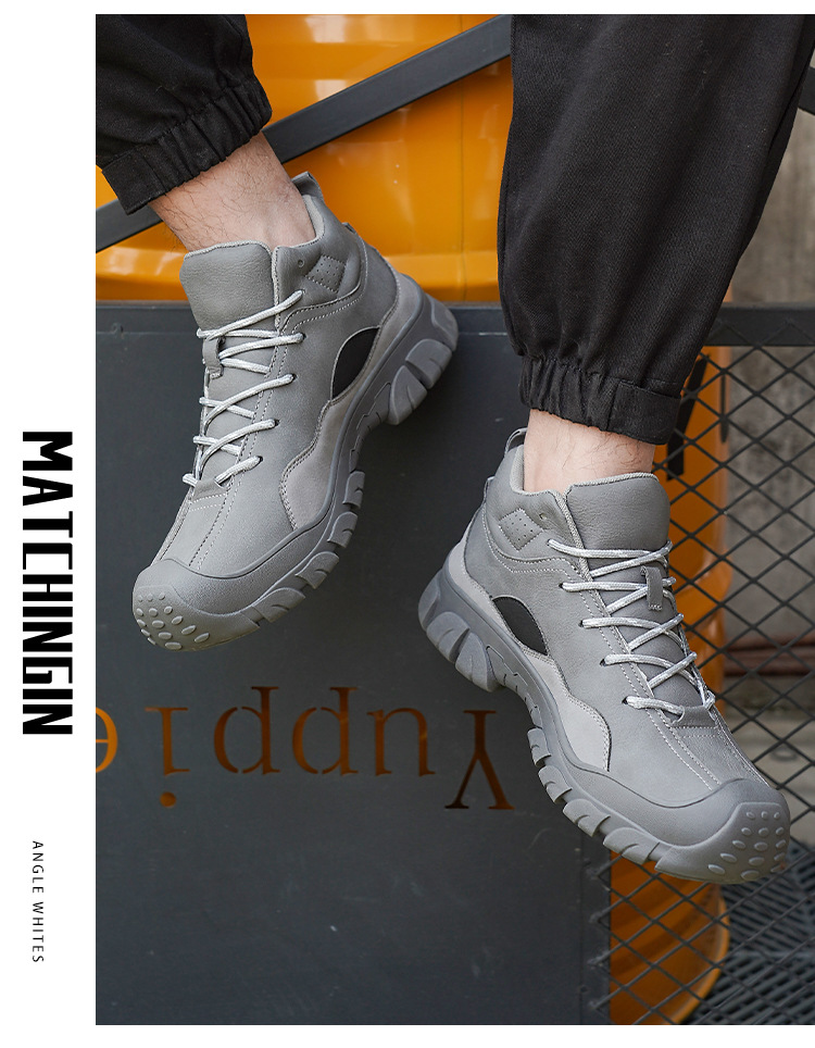 Erkek Özel İş Ayakkabıları Erkek Çelik Burunlu İş Güvenliği Darbeye Dayanıklı Delinmeye Dayanıklı Haşlanmaya Dayanıklı Aşınmaya Dayanıklı Yüksek Üst Güvenlik Koruyucu İş Ayakkabısı_voghion.com