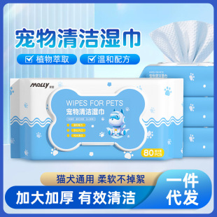 Pet Cleaning Wipes 80 Large Packaging Cat and Dog Cleaning Wet Wipes Deodorizing Wipes Manufacturer Spot Wholesale