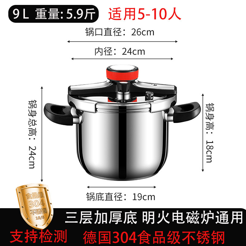德国新款304不锈钢高压锅家用商用大容量防爆压力锅燃气电磁炉通|undefined