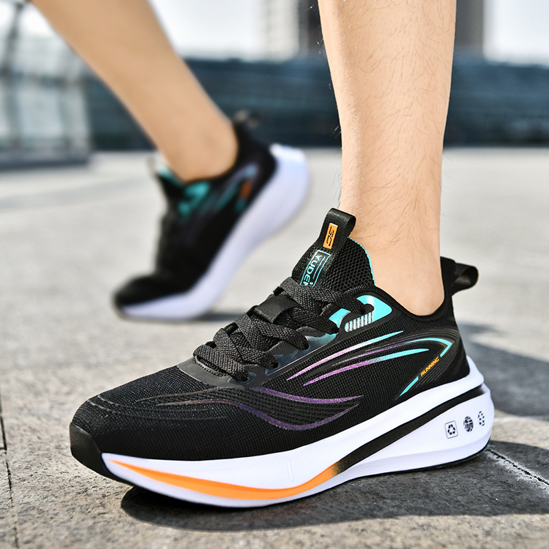 Primavera nuevos zapatos deportivos de hombre de moda con zapatos casuales de malla transpirables, zapatos de correr de correa de juventud, zapatos de hombre