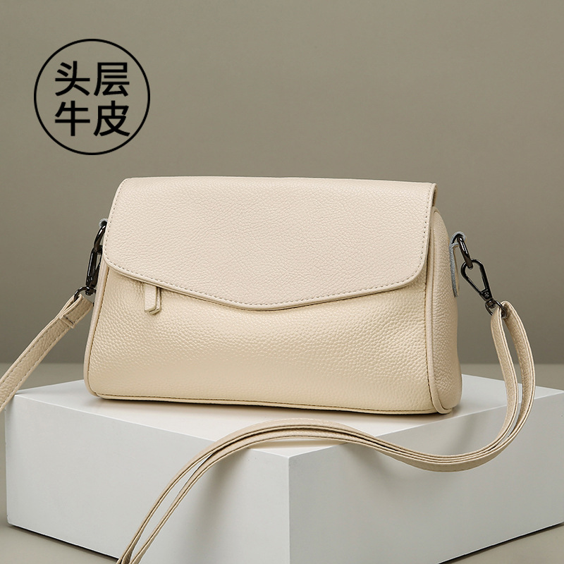 Cross-Border Wholesale Genuine Leather Small Square Bag For Women 2026 New Fashion Crossbody Bag Large Capacity Single Shoulder Pillow Bag Cowhide