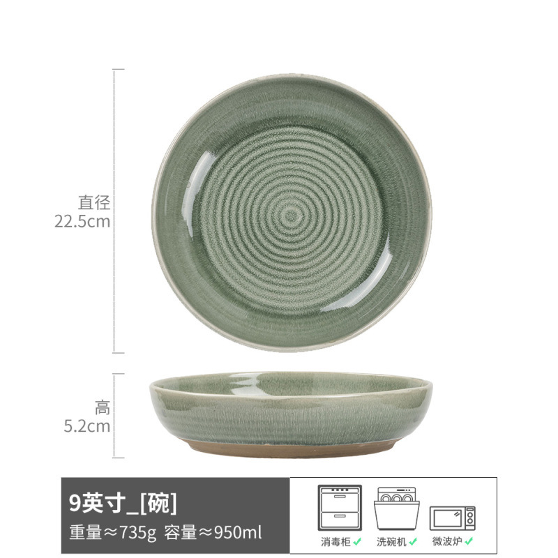 Gran colección de cuencos hermosos, cuencos de sopa de cerámica de color sólido retro, cuencos de fideos, ensaladeras de frutas redondas, vajillas para el hogar al por mayor