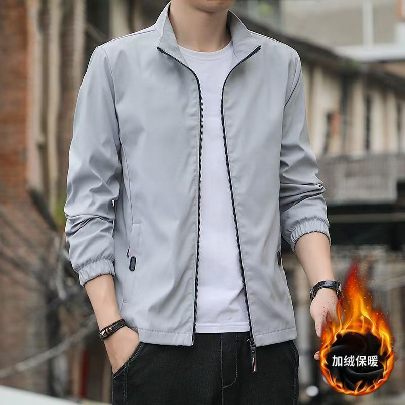 Spring Autumn Winter fleece-lined Warm Jacket Men's Young and Middle-aged New Jacket Men's Fashionable Casual Handsome Thin All-match Outer