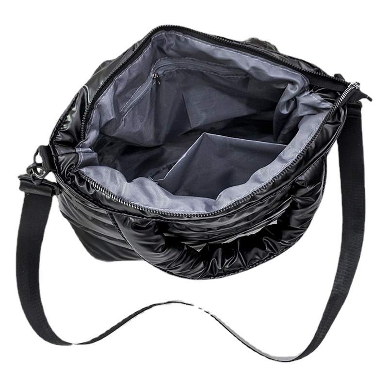 Bolso de algodón para mujer, estilo nuevo transfronterizo, bordado, de algodón espacial, bolso de hombro, bolso cruzado informal brillante y moderno para mujer