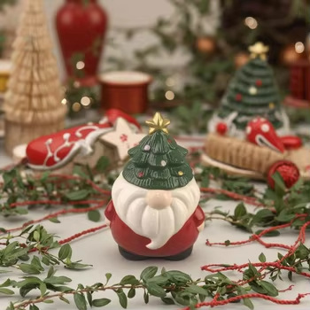Navidad americana transfronteriza Santa enano frasco pintado nubes como decoración de mesa de árbol de Navidad de cerámica