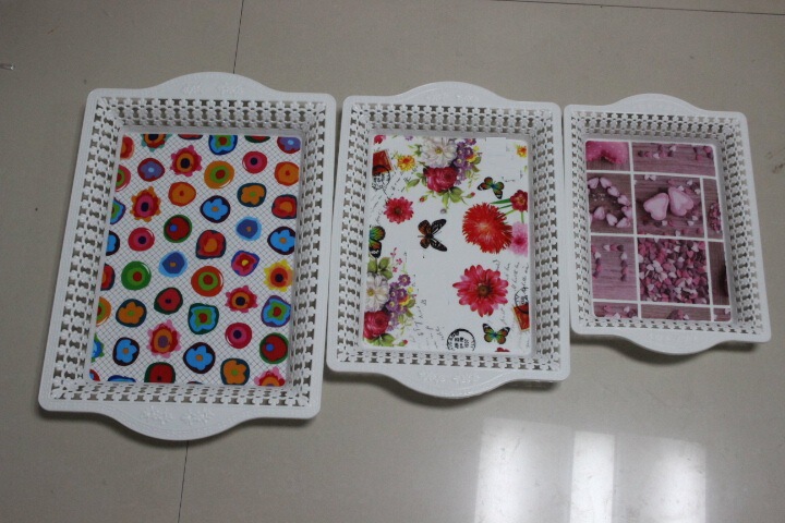 Foreign Trade Three-piece Hollow Lace Rectangular Double-ear Tray Exquisite Printing Tea Tray Fruit Tray Flower Paper Tray White Tray Foreign Trade Three-piece Hollow Lace Rectangular Double-ear Tray Exquisite Printing Tea Tray Fruit Tray Flower Paper Tray White Tray