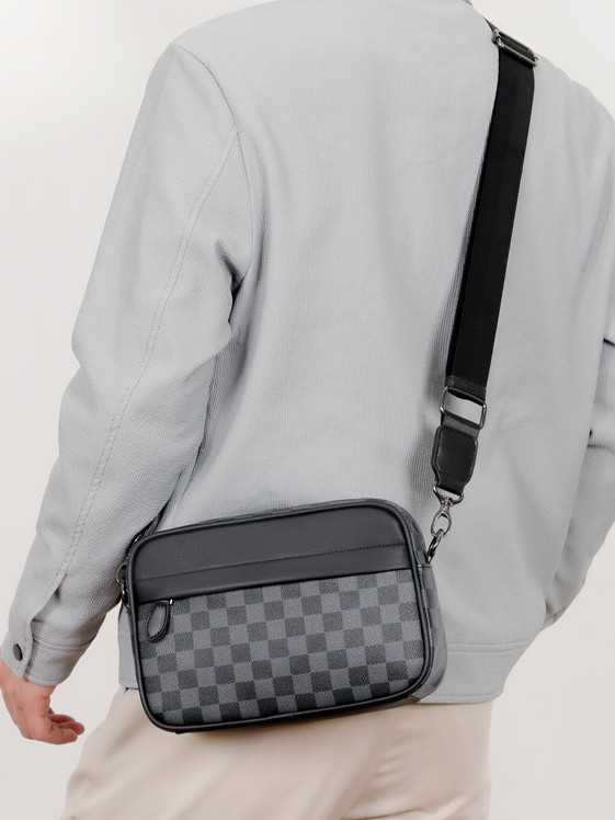 Bolso de Hombro de Moda Transfronterizo, Bolso Bandolera Pequeño Informal y Moderno, Bolso de Hombro Informal para Hombre de Negocios, Bolso de Hombre de PU para Viajes Diarios