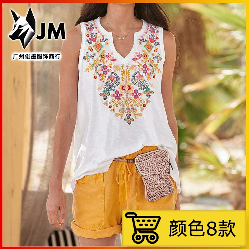 2023 Летняя независимая станция Amazon Wish Трансграничная Внешняя торговля Европейский и американский женский топ в этническом стиле, футболка, жилет