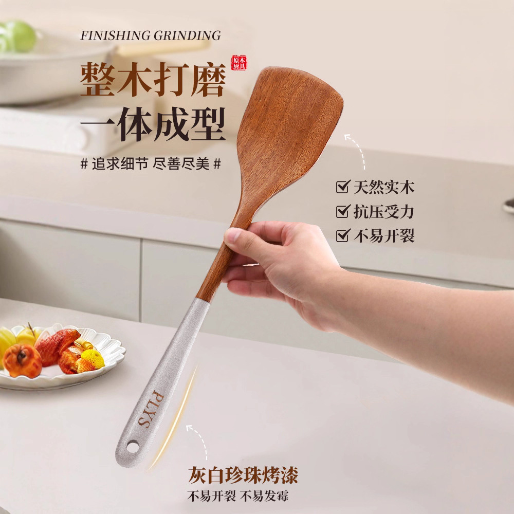 Paleas de verduras fritas, cucharas de arroz, cucharas de madera resistentes a altas temperaturas, cucharas de madera