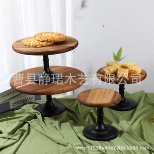 Acacia Wood Wedding Birthday Dessert Table Decoration Wooden Cake Plate Tall Ornaments Fruit Snack Tray