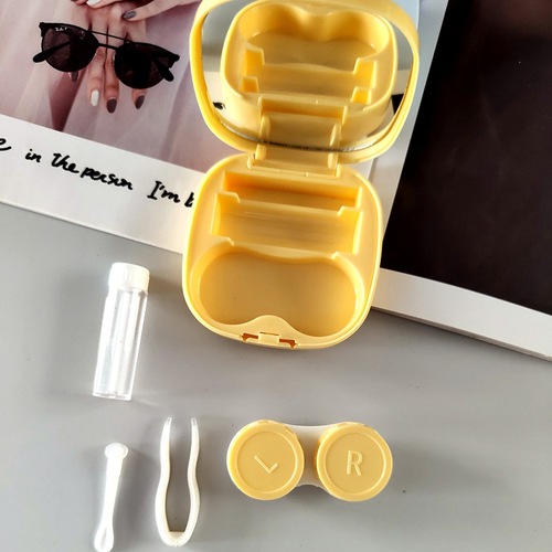 Contact lens box simple DIY square box portable contact lens box companion double box glossy storage box wholesale