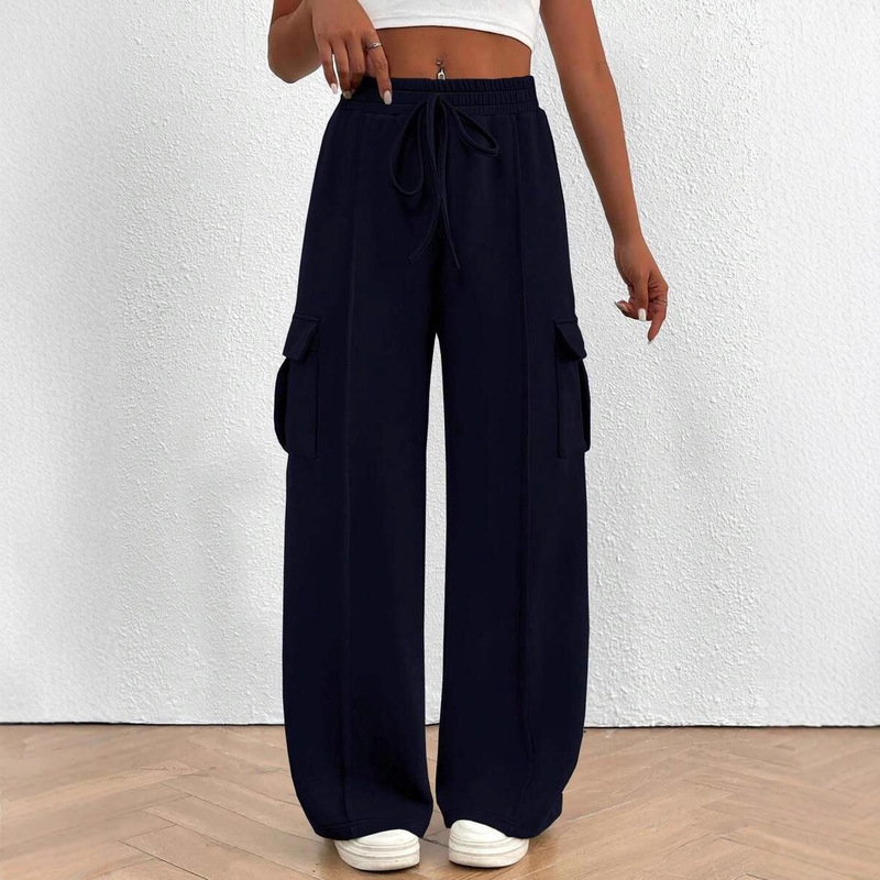 European and American Cross-Border Women's Sports Pants Autumn and Winter Loose Wide-Leg Casual Pants Casual Workout Jogging Pants with Pockets European and American Cross-Border Women's Sports Pants Autumn and Winter Loose Wide-Leg Casual Pants Casual Workout Jogging Pants with Pockets
