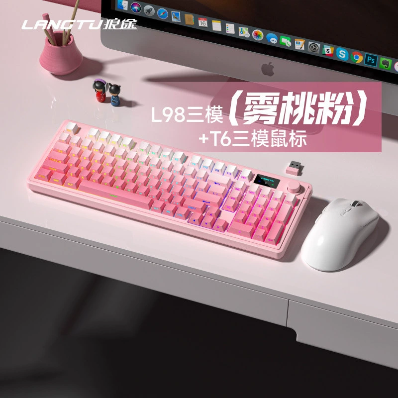 Волк L98 Проводной RGB высоко-значимый трехрежимный клавиатура Спортивная игра офис печать беспроводная тонкая пленка тихая клавиатура
