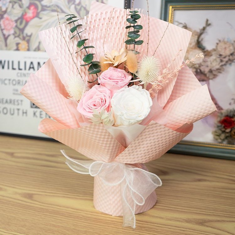 Ramo de rosas preservadas para profesores, regalo de San Valentín para amigos, ramo de flores preservadas de alta gama, venta al por mayor de fábrica