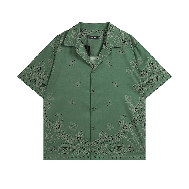 Trendy brand amiri ethnic style printed lapel short sleeve shirt 24 spring and summer new men's printed summer clothing