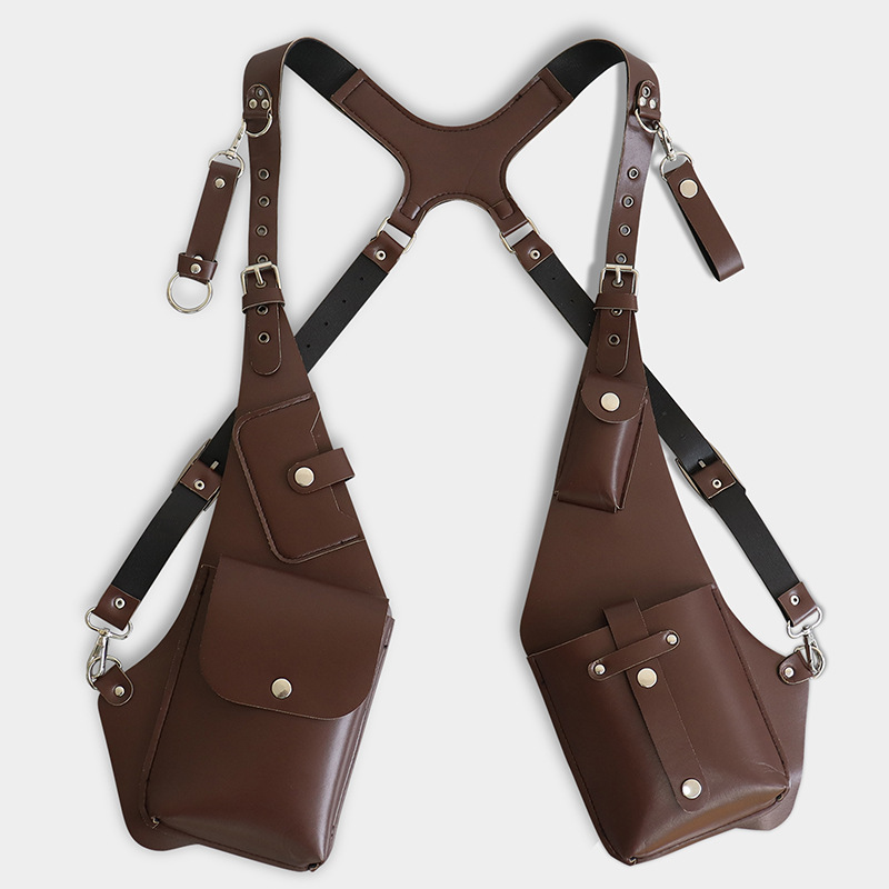 2025 Amazon Cross-border delantal europeo y americano retro PU correa de cuero para axilas bolso para hombre y mujer al aire libre para teléfono móvil