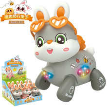 6只萌趣电动爬行小兔子1668-1音乐灯光仿真跳跳动物儿童玩具批发