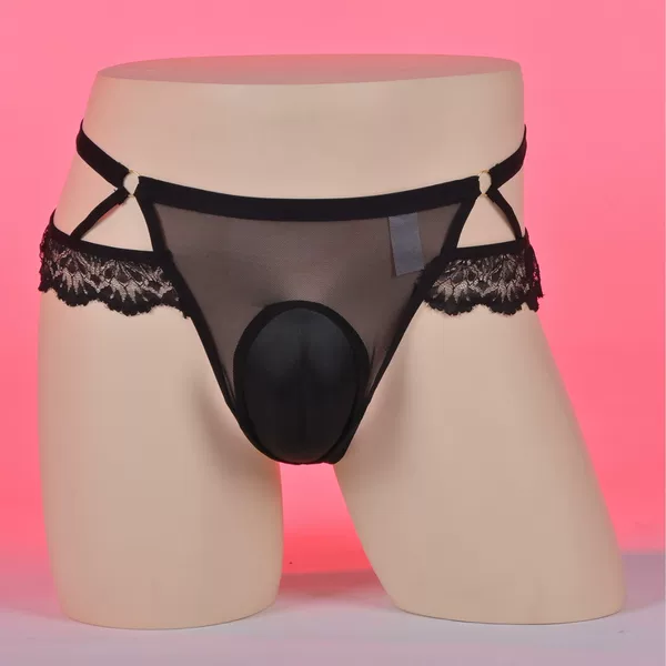 French-Style Lace Sexy Silky Hidden Panties Low-Waist Hollow-Out 3D Camel Toe Design for Young Women