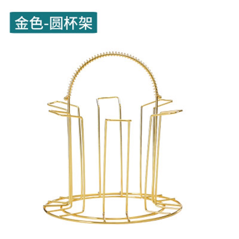 Taza de metal rack drenaje taza del hogar rack de almacenamiento sala de estar luz lujo creativo estilo europeo estante de la taza de cristal