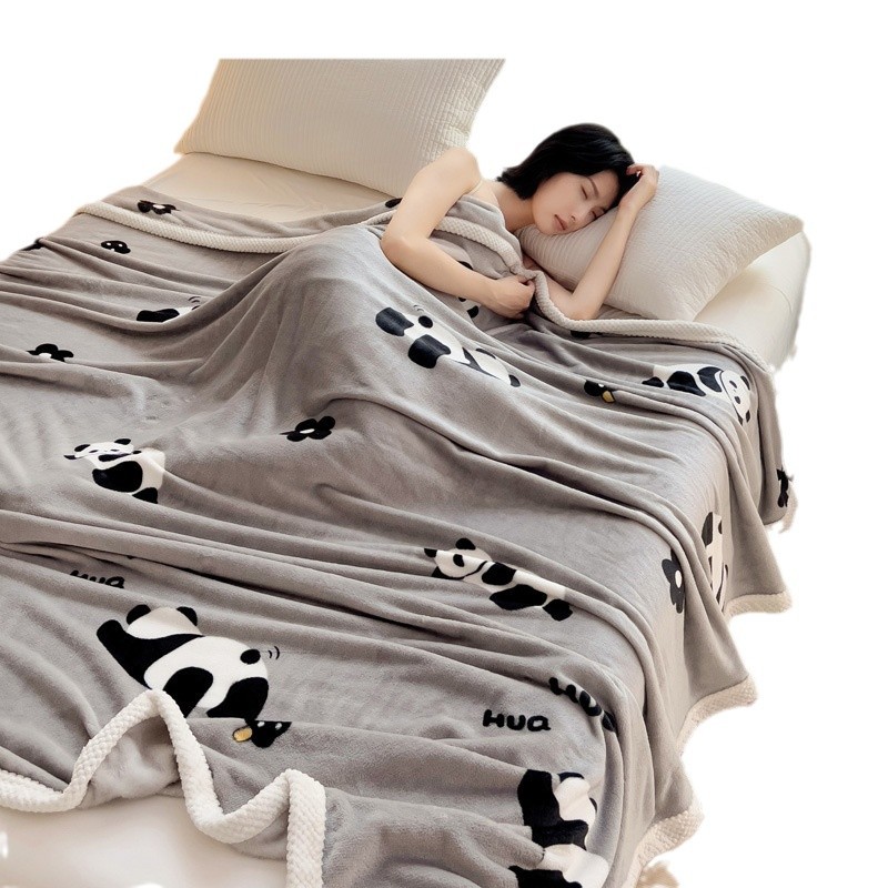 Coperta in velluto di latte con bordo in velluto Beibei, adatta alla pelle, doppia faccia, per ufficio, divano, studente, inverno, spesso e caldo, lenzuolo_voghion.com