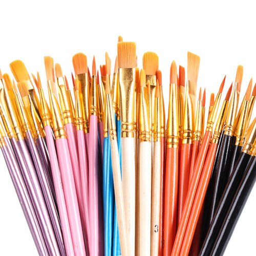 New 10 oil paint brushes nylon hair pearlescent blue hand-painted gouache watercolor brushes art painting brushes oil paint brushes